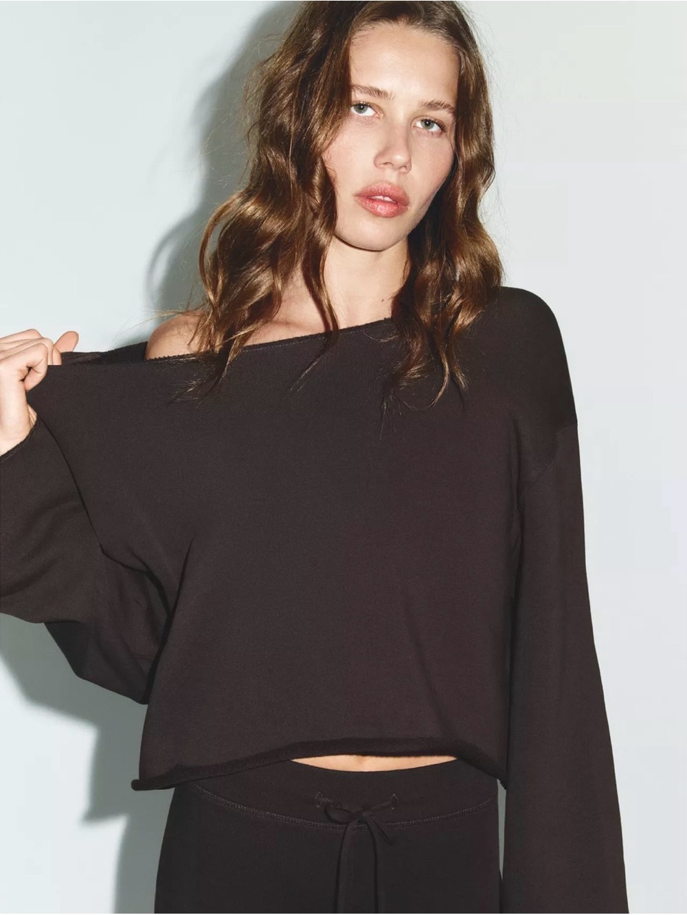 Zara Black Long Sleeve Oversized Tee